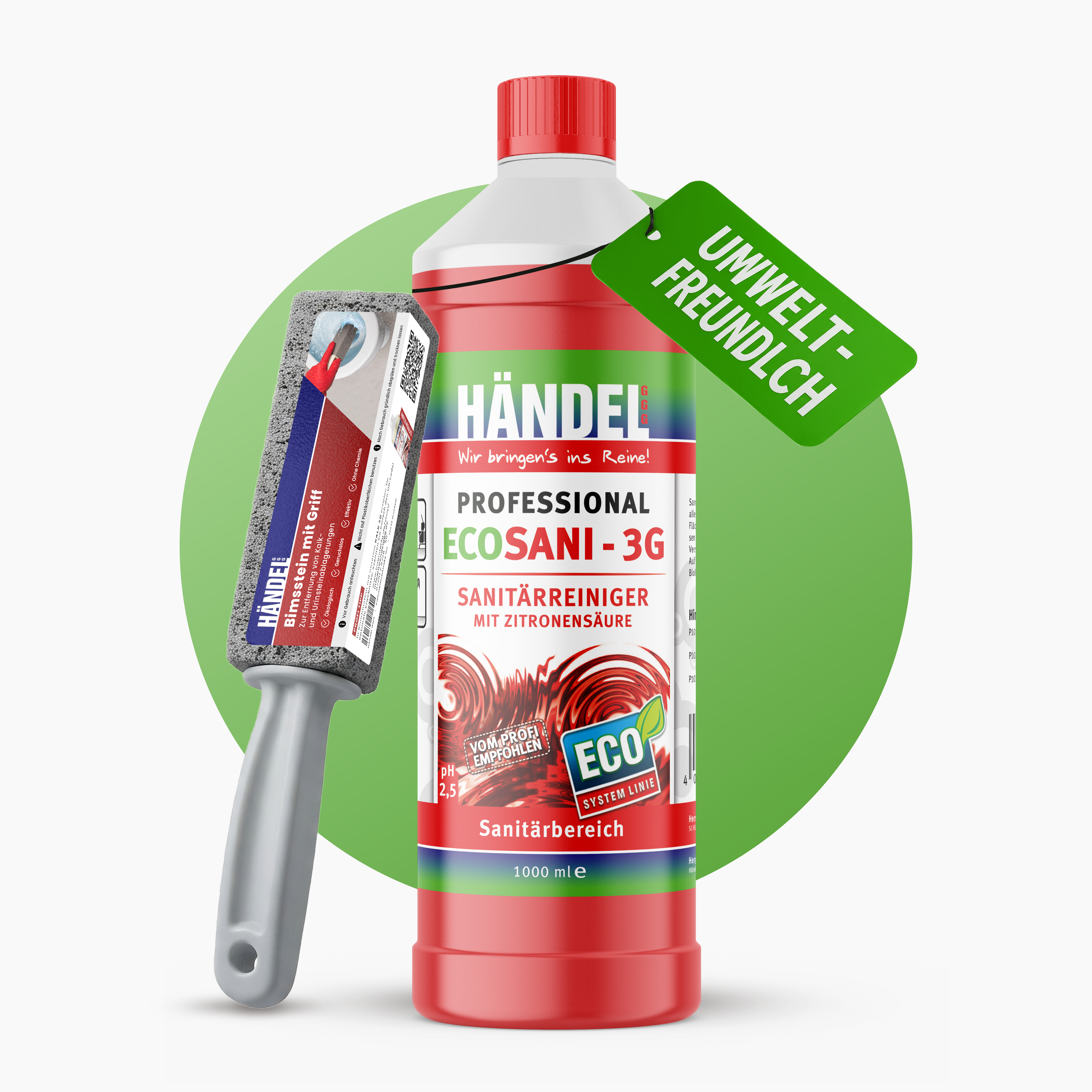 Power-Set: Bimsstein & EcoSani 3G Sanitärreiniger – Entfernt Urinstein, Kalk & Rost mühelos