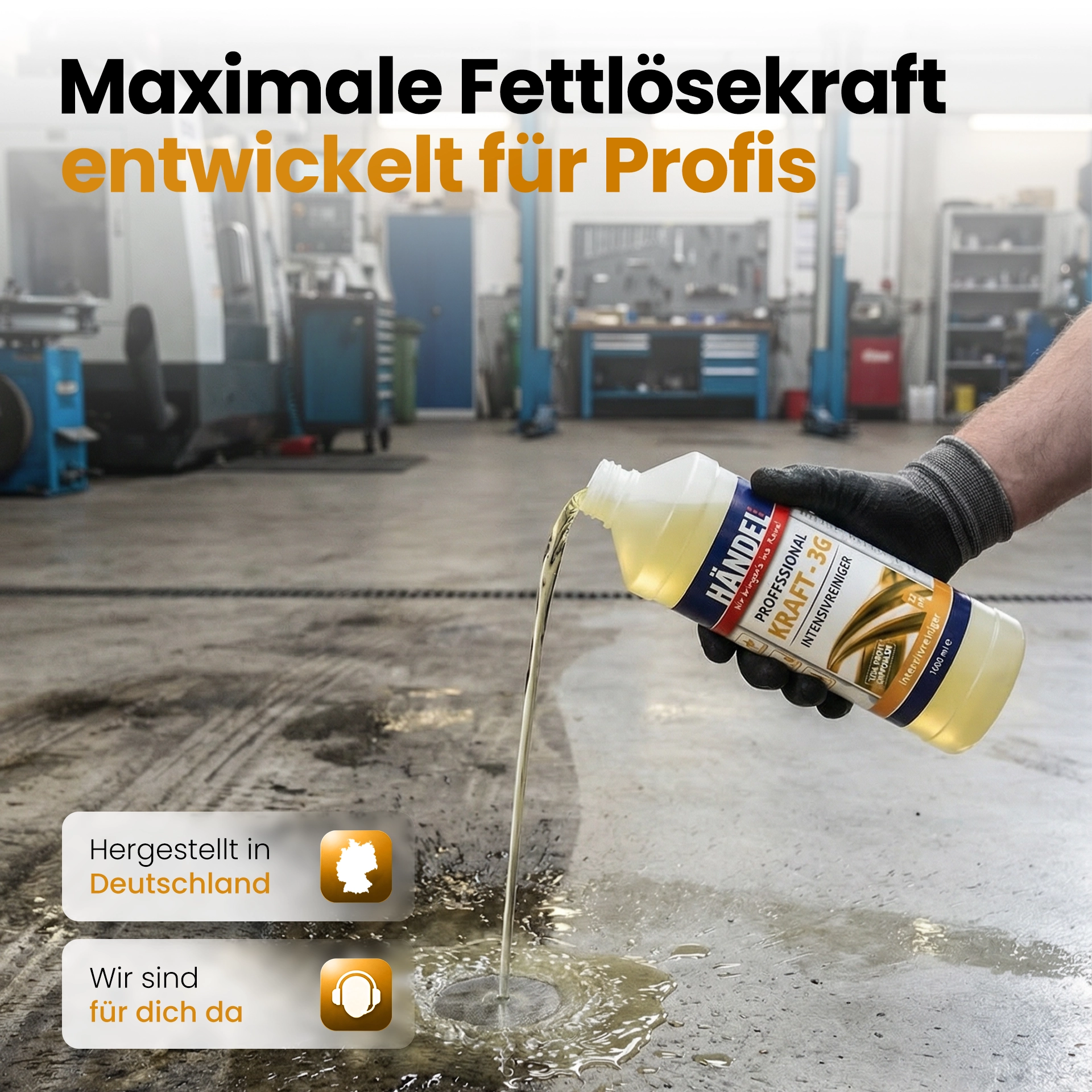 Kraft 3G - Intensivreiniger | 1L | Industriereiniger für Industriebetriebe, Werkstattböden, Großküchen und Gastronomien