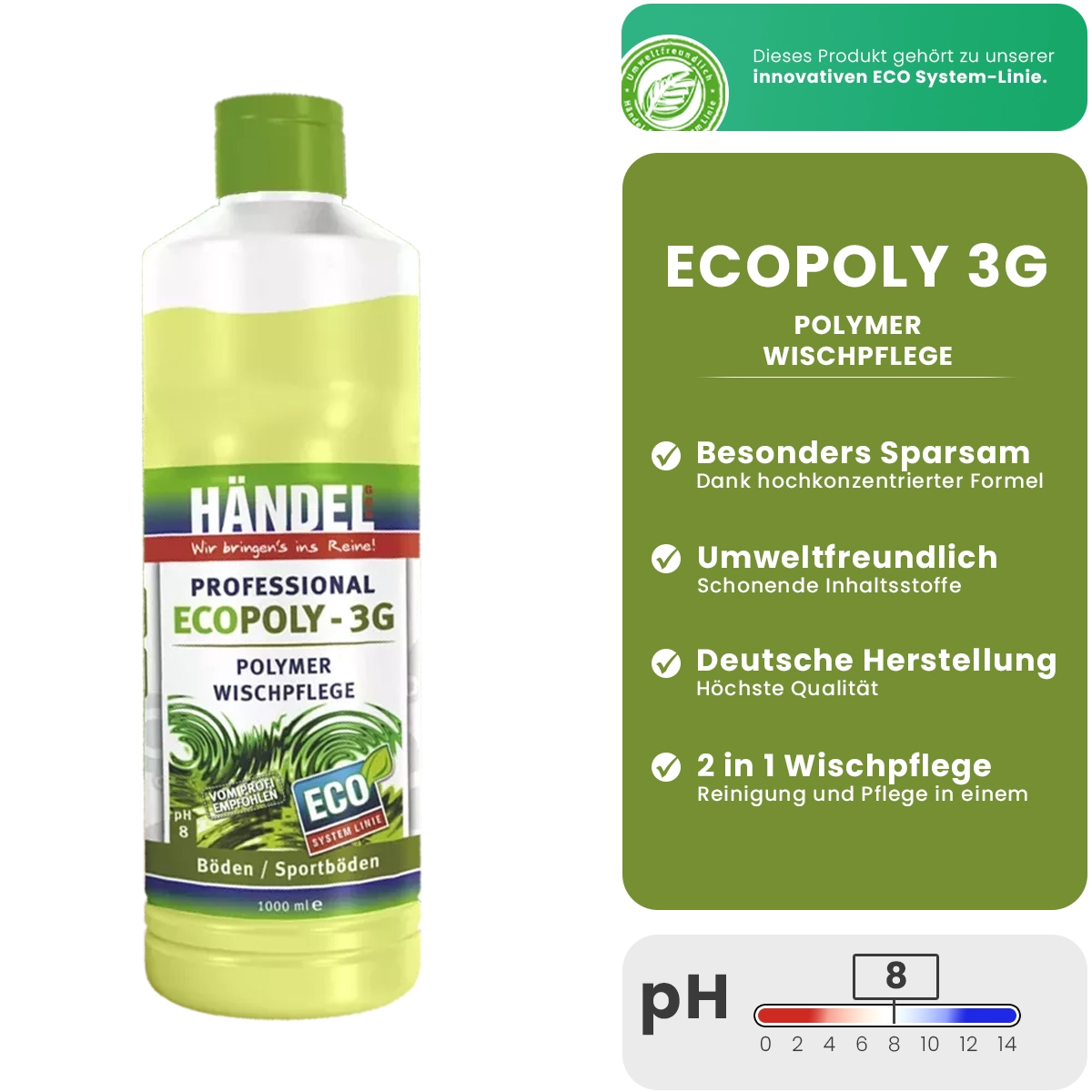 EcoPoly 3G - Polymer Wischpflege | 1L | Ausgezeichnete Reinigungs- und Pflegewirkung