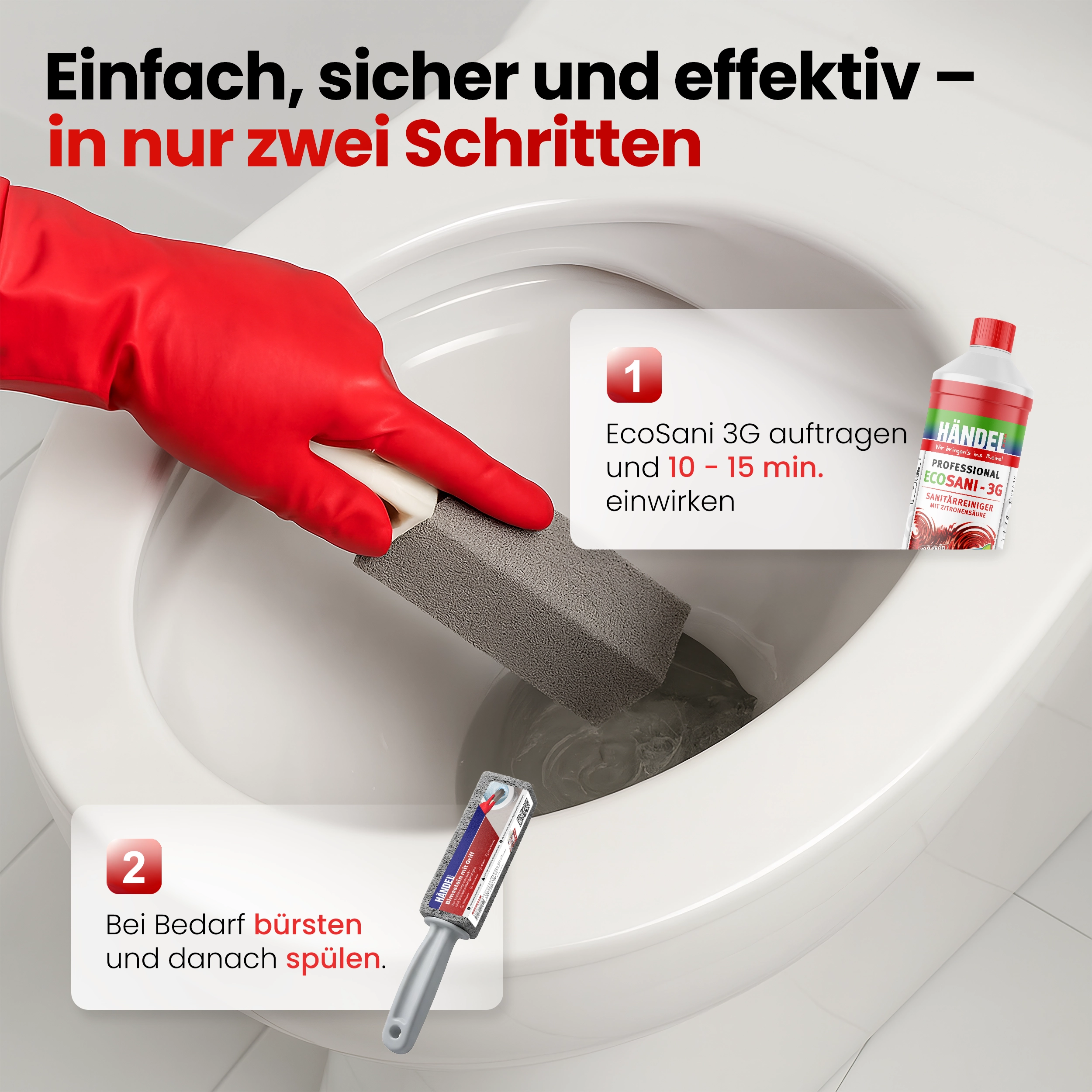 EcoSani 3G -  Sanitärreiniger | 1L | Entfernt Kalk, Urinstein, Rost, Seifenrückstände & fettigen Schmutz